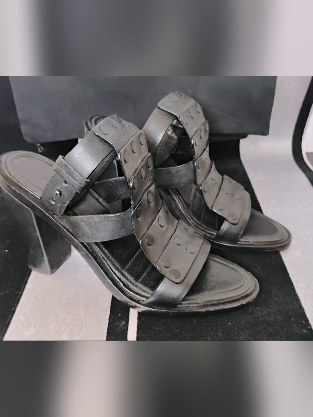Rag & Bone Leather Gladiator High Heel Sandals Black size 41